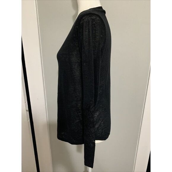 Zara WB Collection Womens Solid Black Long Sleeve Lace Sweater Top Small - Picture 3 of 5